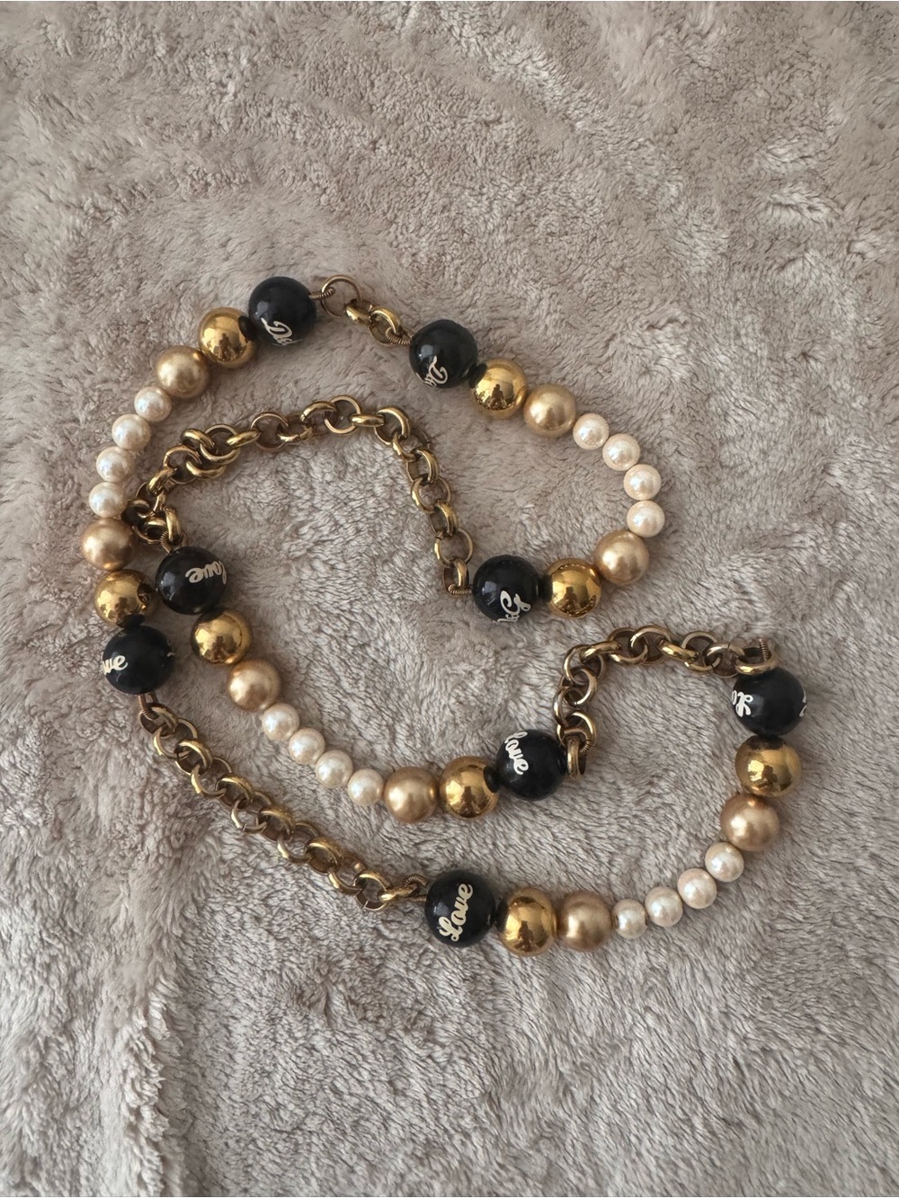Dolce & Gabbana Gold, Black and Pearl Bead Necklace